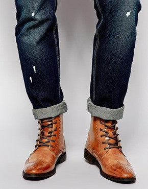 ASOS Brogue Boots in Leather